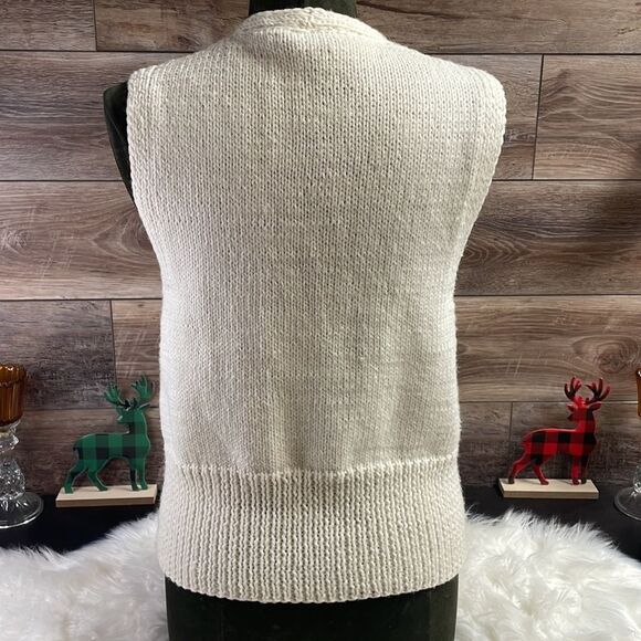 Vintage Women’s White Button Front Open Knit Sweater Vest Size Large ? - Picture 4 of 4